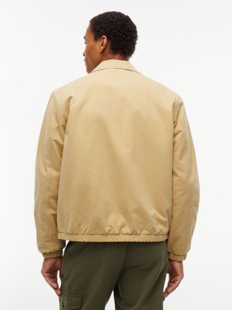 Beige Peached Twill Harrington Jacket  Men