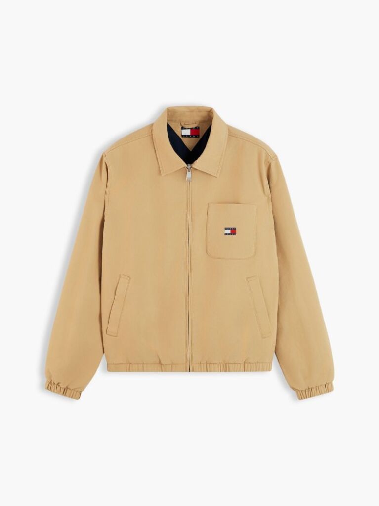 Beige Peached Twill Harrington Jacket  Men