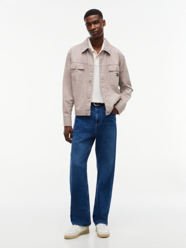 Brown Textured Herringbone Oversized Overshirt  Men