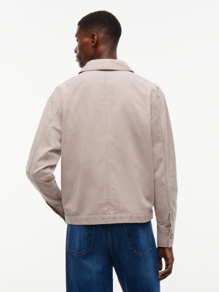 Brown Textured Herringbone Oversized Overshirt  Men