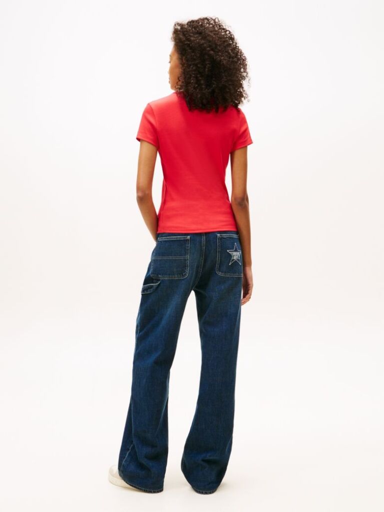 Red Essential Slim Rib-Knit T-Shirt  Women
