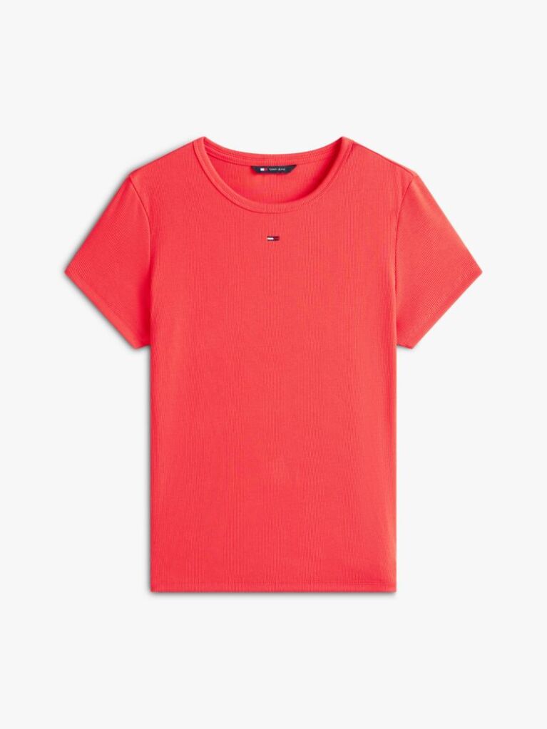 Red Essential Slim Rib-Knit T-Shirt  Women