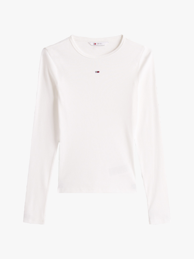 Μπεζ Μακρυμάνικο Ριμπ T-Shirt Σε Slim Γραμμή  Γυναίκες