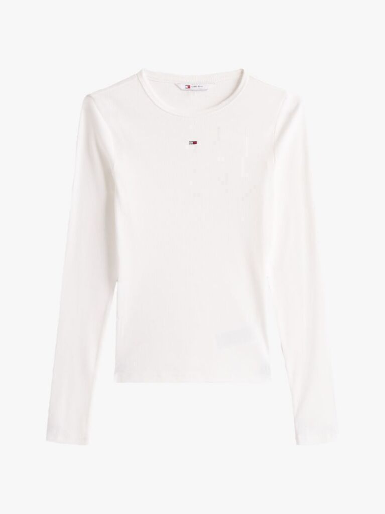 Μπεζ Μακρυμάνικο Ριμπ T-Shirt Σε Slim Γραμμή  Γυναίκες