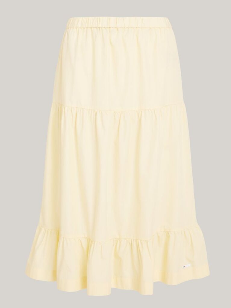 Yellow Tiered Flared Midi Skirt  Women