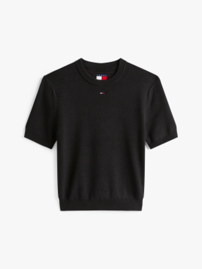 Black Flag Embroidery Short Sleeve Jumper  Women