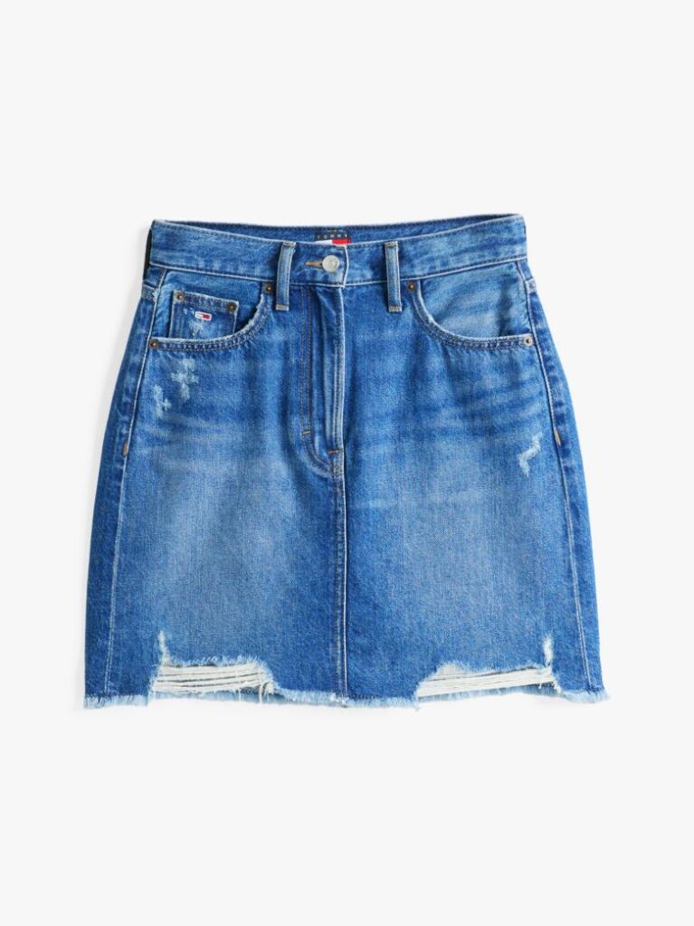 Denim Distressed Denim Mini Mom Skirt  Women