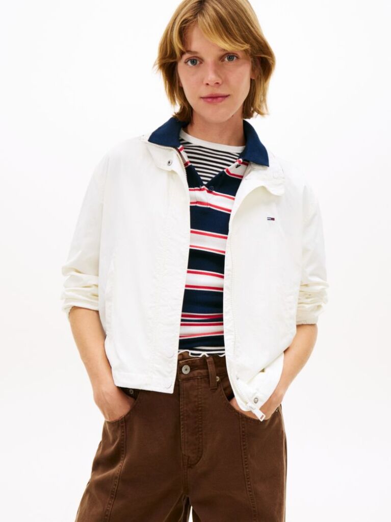 Beige Logo Collar Water Repellent Jacket  Women