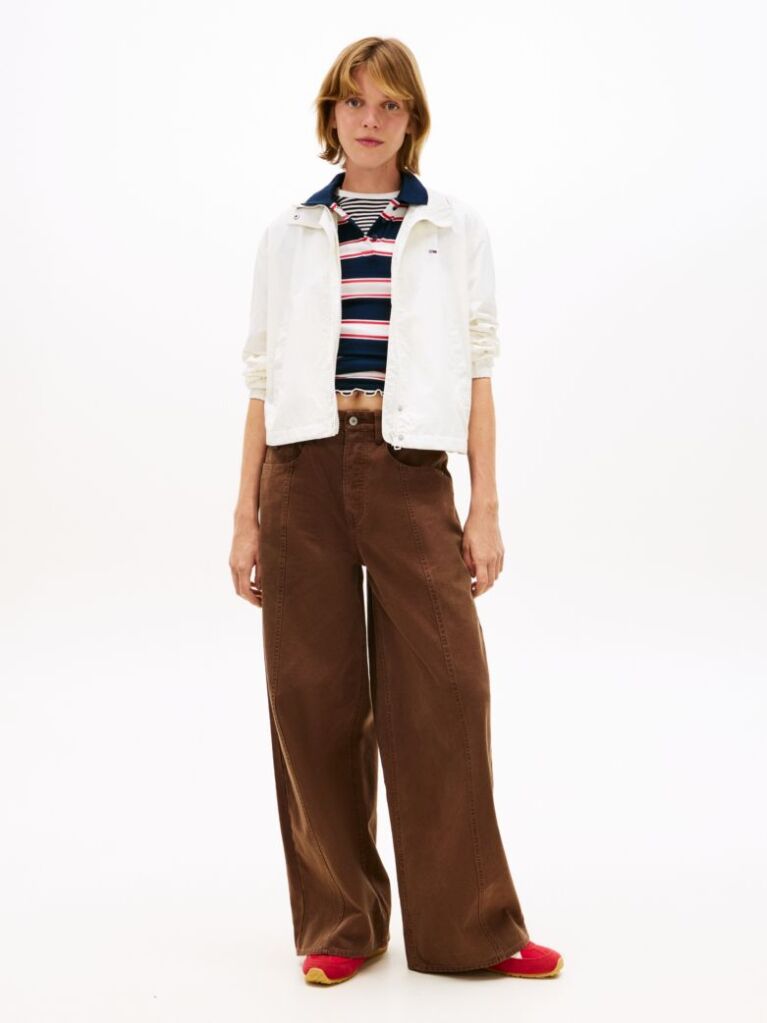 Beige Logo Collar Water Repellent Jacket  Women