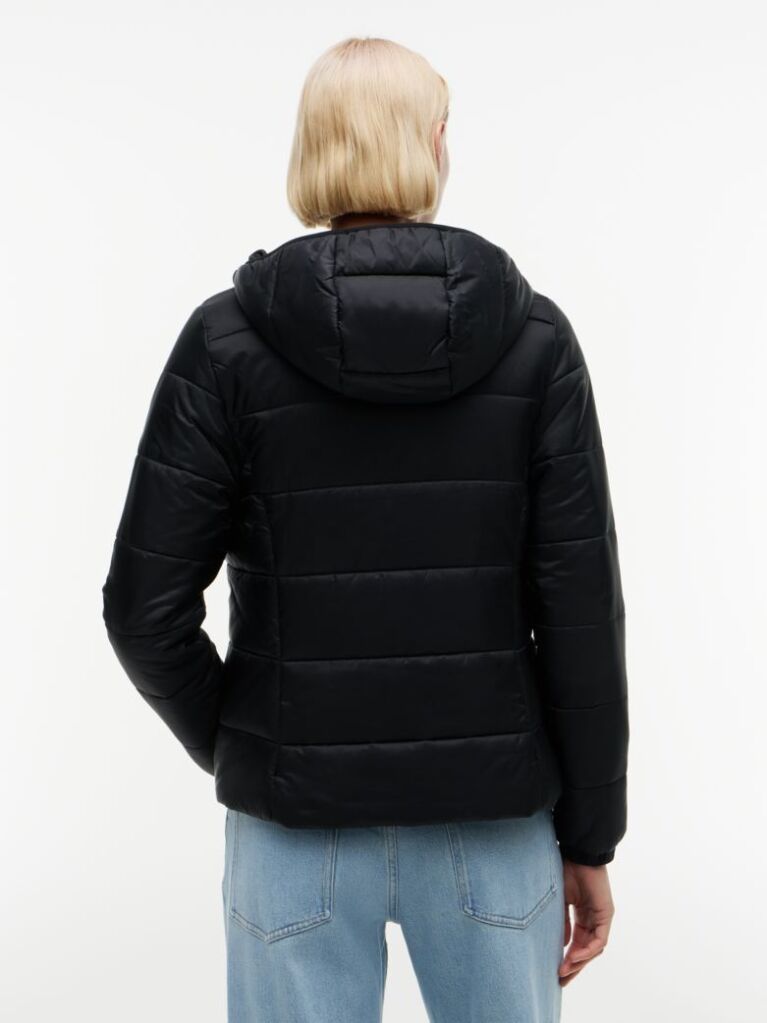 Black Slim Hooded Padded Jacket  Women