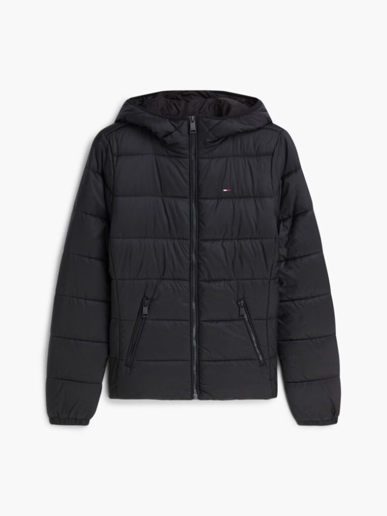 Black Slim Hooded Padded Jacket  Women