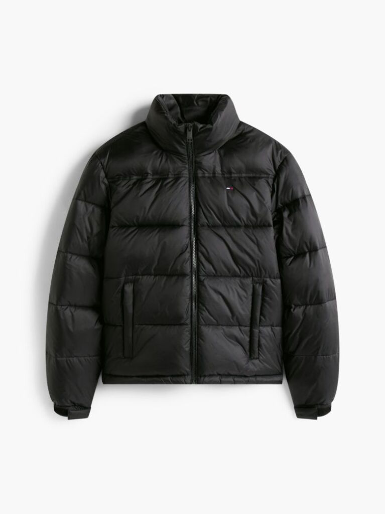 Black Packable Hood Relaxed Puffer Jacket  Women