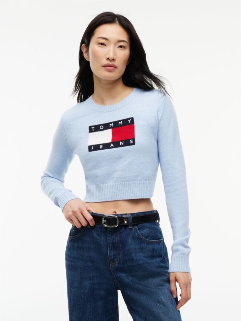 Μπλε Πουλόβερ Σε Slim Γραμμή Με Σημαία Tommy  Γυναίκες