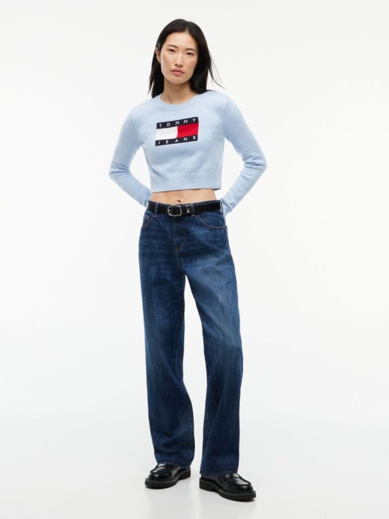 Μπλε Πουλόβερ Σε Slim Γραμμή Με Σημαία Tommy  Γυναίκες