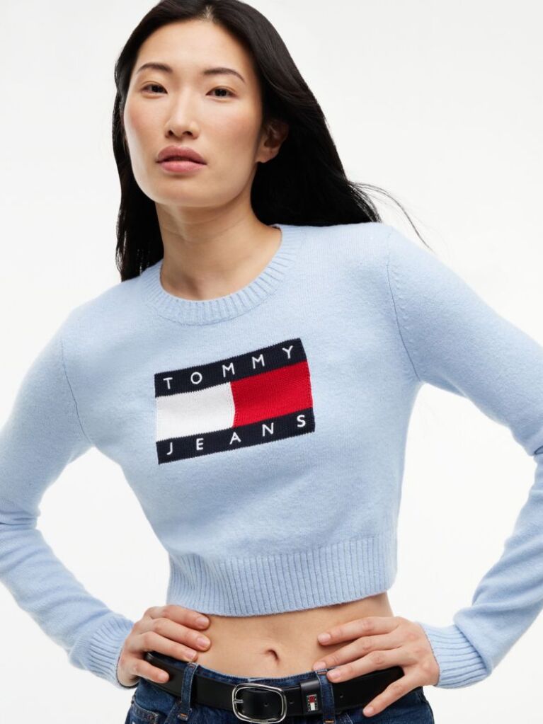 Μπλε Πουλόβερ Σε Slim Γραμμή Με Σημαία Tommy  Γυναίκες