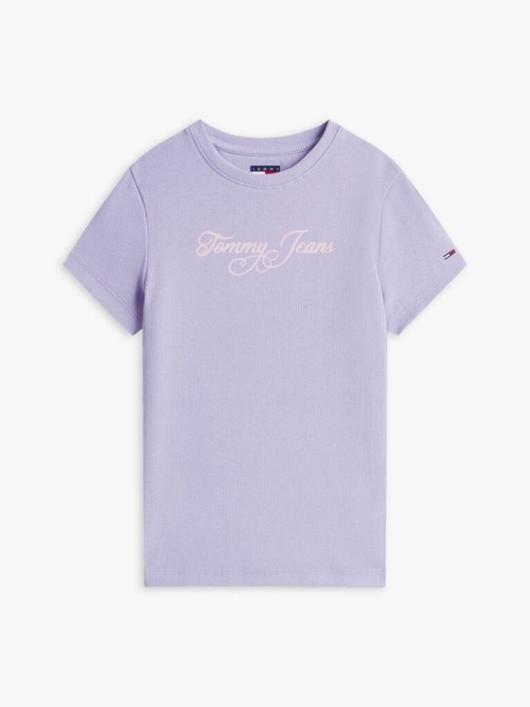 Purple Essential Slim Rib Logo T-Shirt  Women