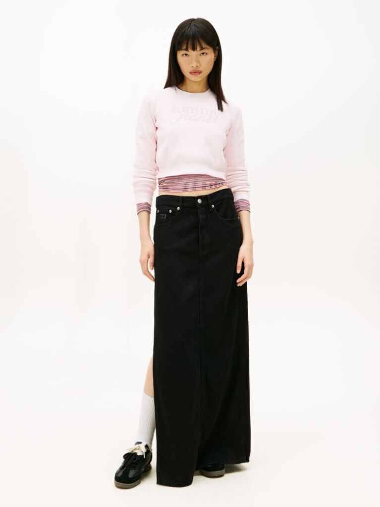 Pink Stitch Logo Chenille Slim Cropped Jumper  Women