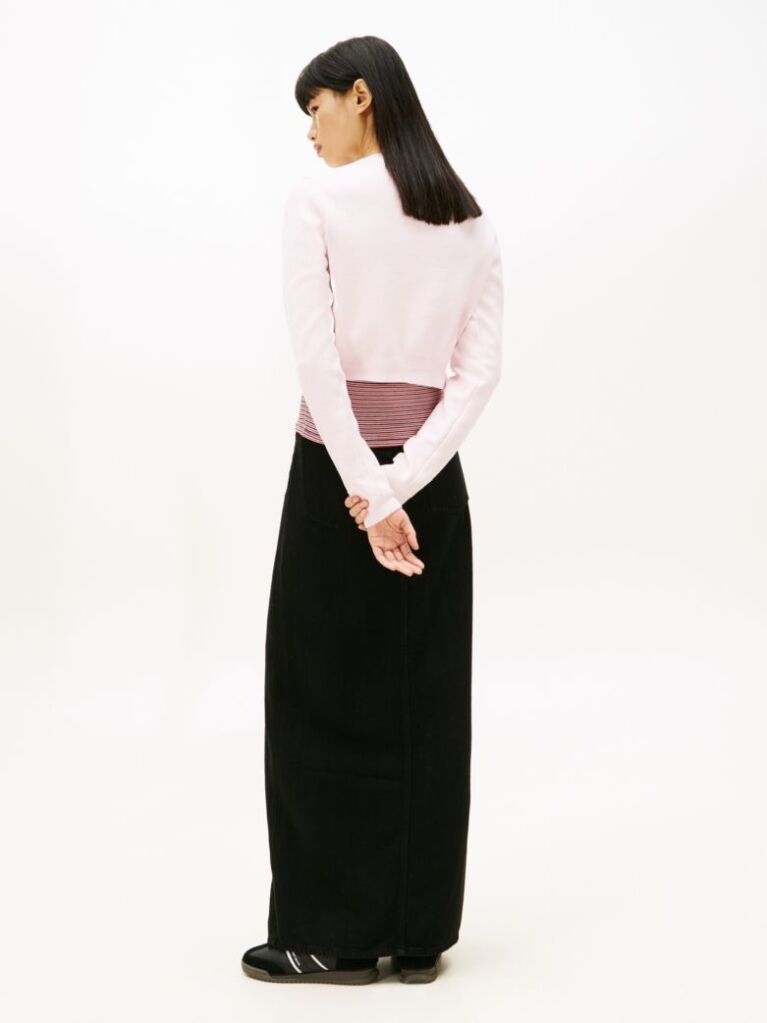 Pink Stitch Logo Chenille Slim Cropped Jumper  Women