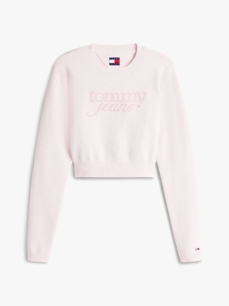 Pink Stitch Logo Chenille Slim Cropped Jumper  Women