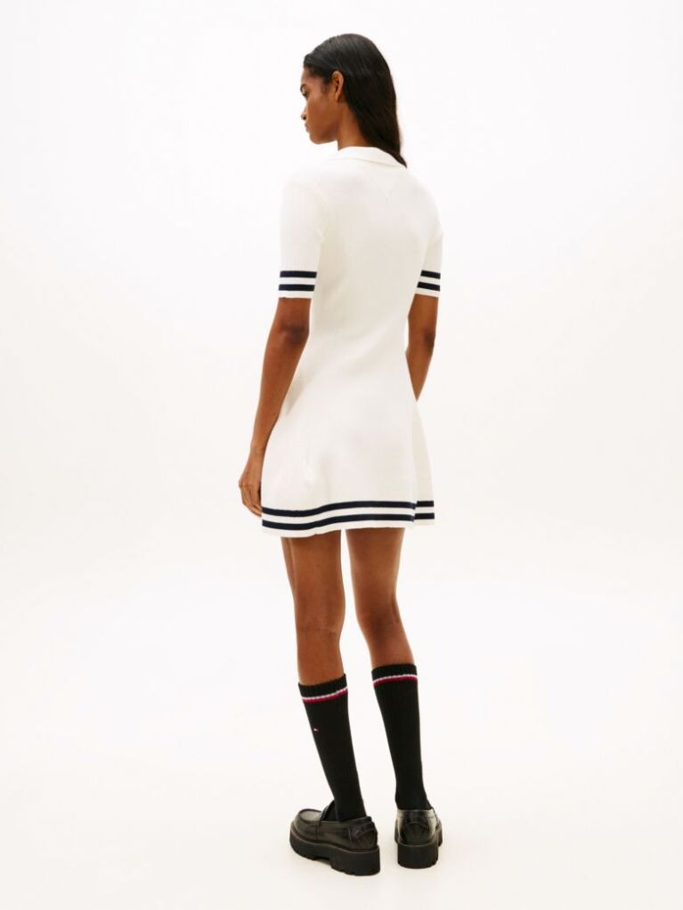 White Fit & Flare Polo Mini Dress  Women