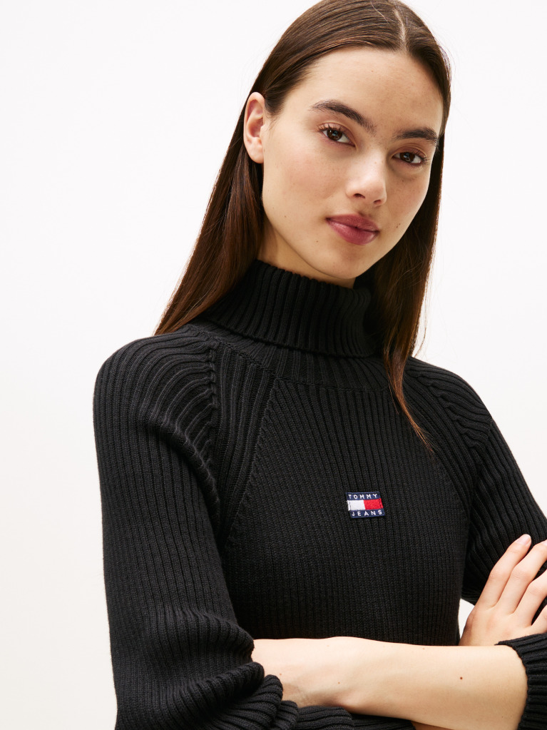 Μαύρο Μάξι Πλεκτό Φόρεμα Με Σήμα Tommy  Γυναίκες