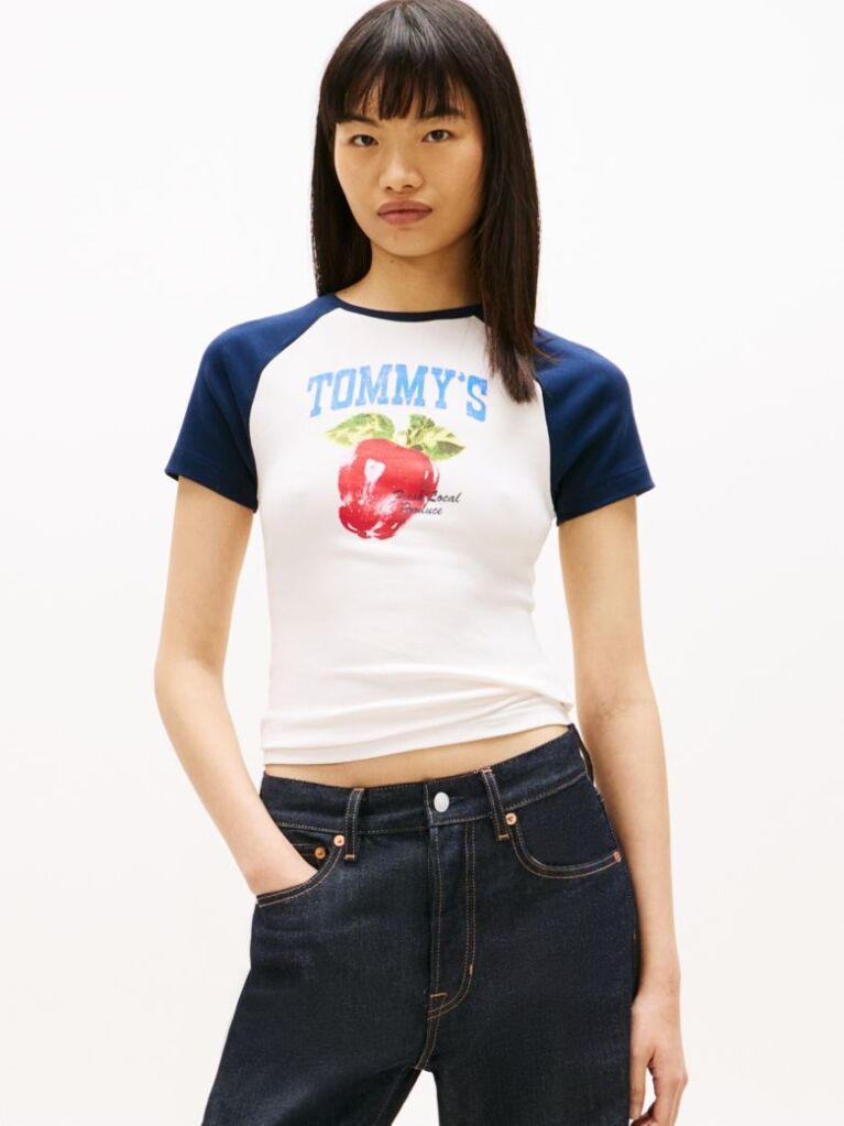 Μπεζ Slim T-Shirt Με Ραγκλάν Μανίκια Και Σχέδιο  Γυναίκες