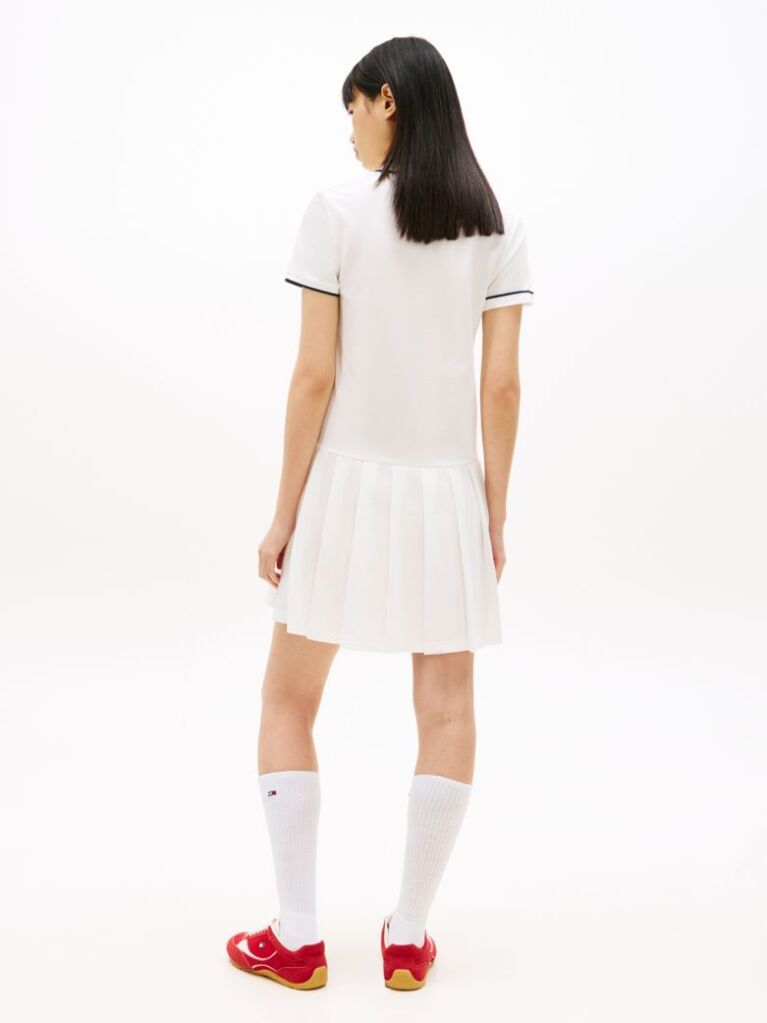 White Tommy Badge Pique Polo Dress  Women