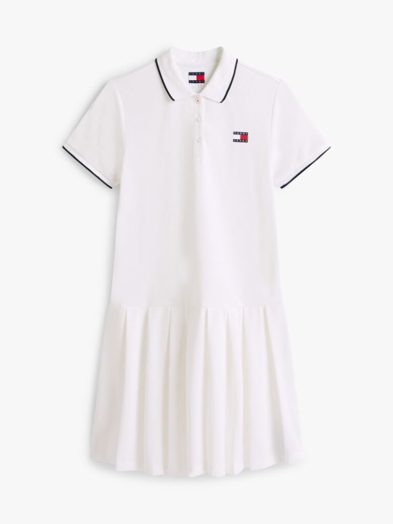 White Tommy Badge Pique Polo Dress  Women