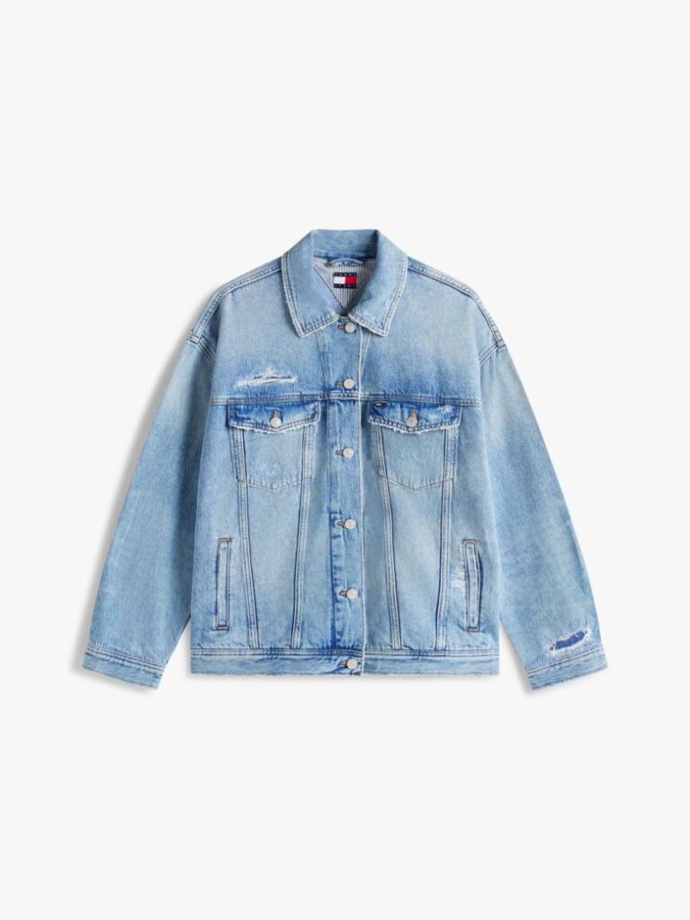 Denim Distressed Oversized Denim Trucker Jacket  Women