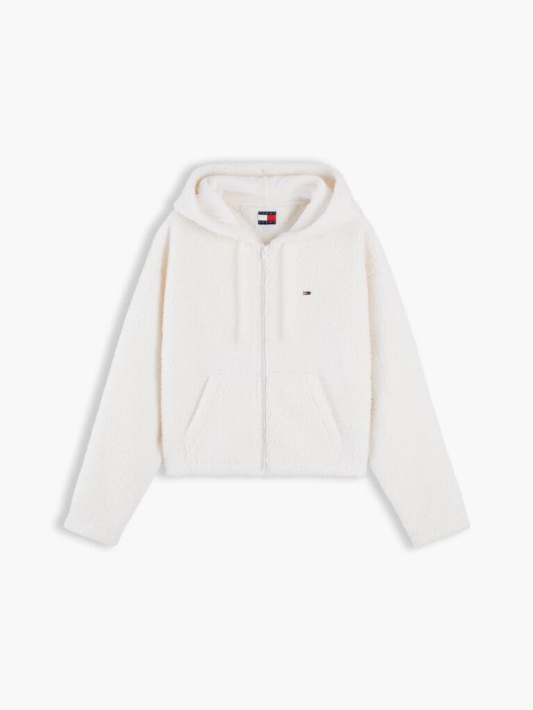 White Teddy Fleece Zip-Thru Hoody  Women