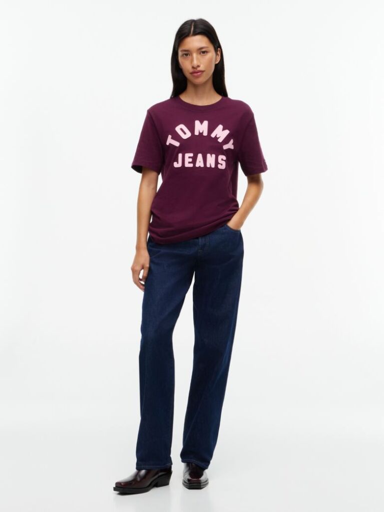 Μωβ T-Shirt Από Jersey Σε Άνετη Γραμμή Με Λογότυπο  Γυναίκες