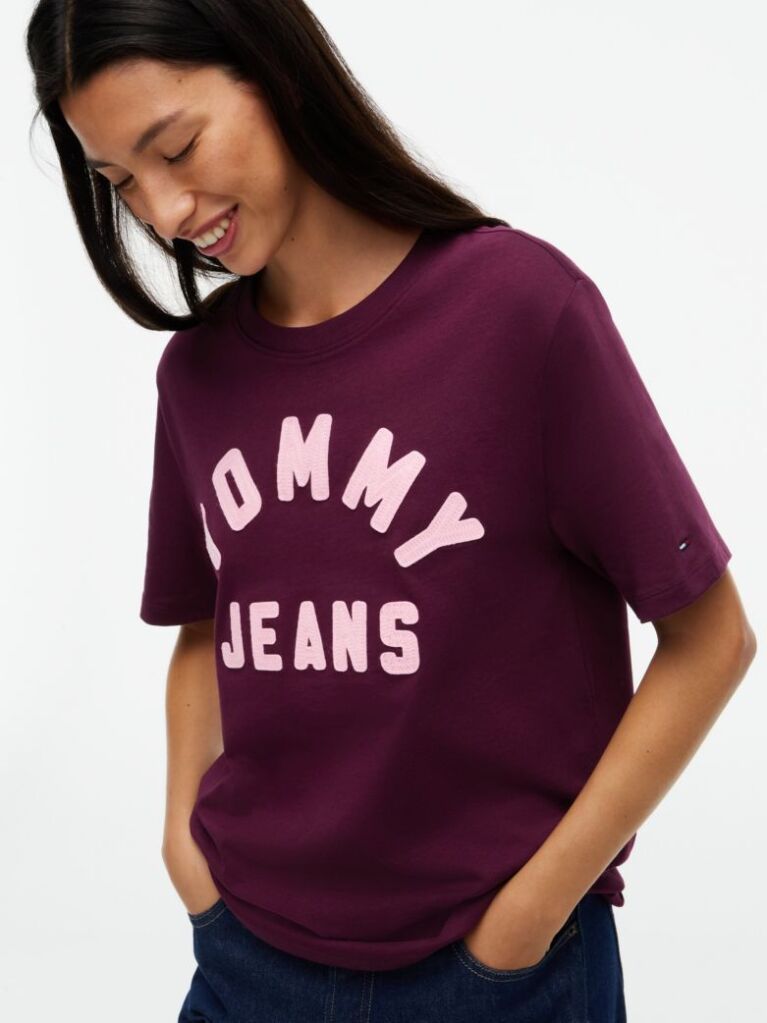 Μωβ T-Shirt Από Jersey Σε Άνετη Γραμμή Με Λογότυπο  Γυναίκες
