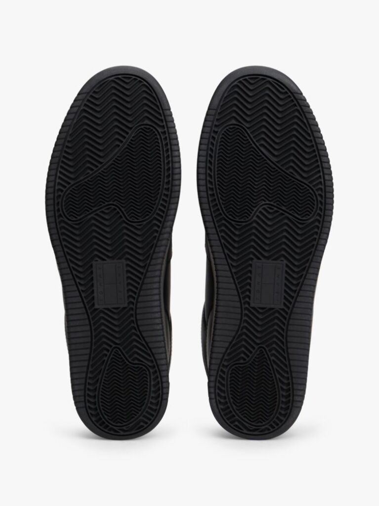 Black Essential Retro Leather Basketball Trainers  Men