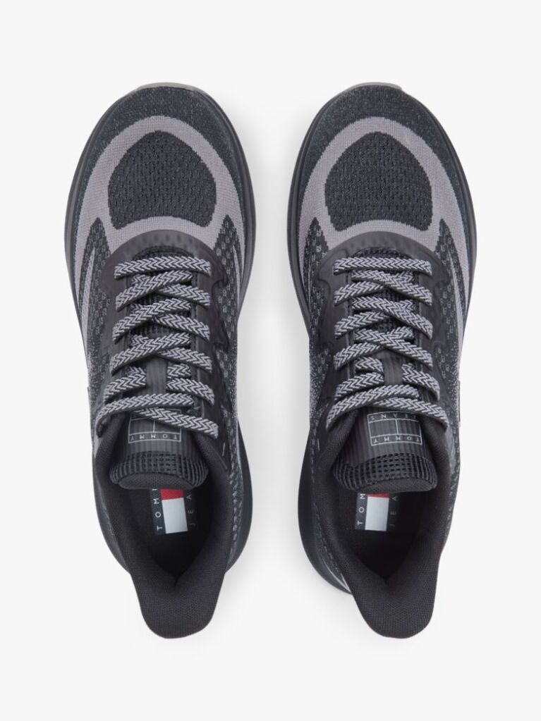 Black Jacquard Knit Logo Trainers  Men