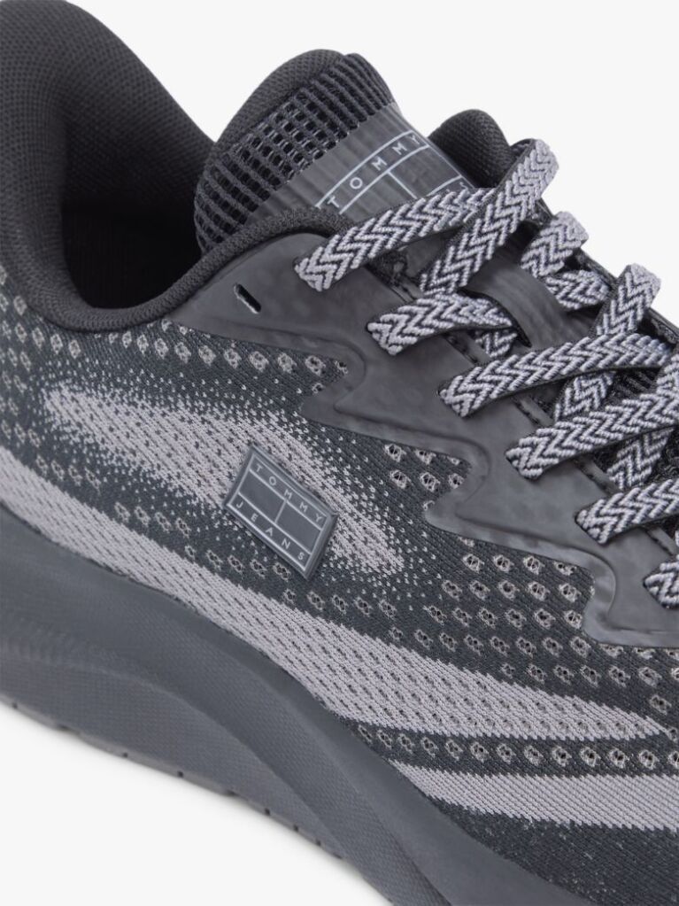 Black Jacquard Knit Logo Trainers  Men
