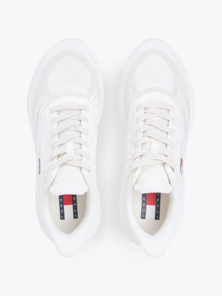White Jacquard Knit Logo Trainers  Men