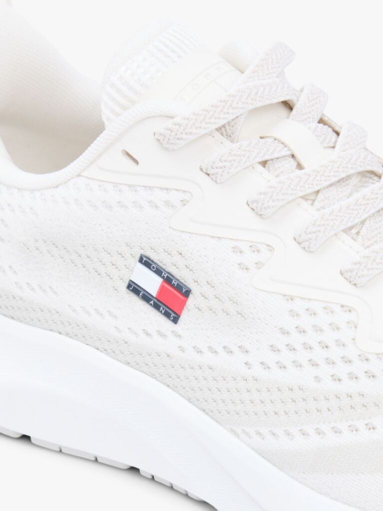 White Jacquard Knit Logo Trainers  Men