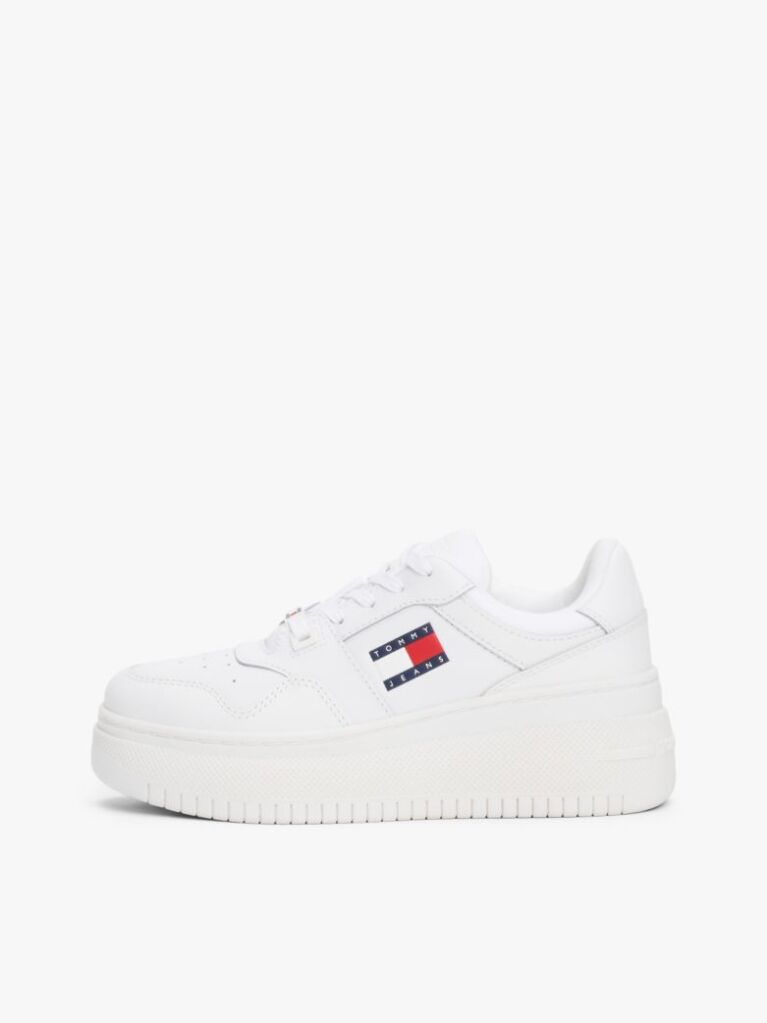 Άσπρο Essential Ρετρό Δερμάτινα Sneakers Με Σόλα Flatform  Γυναίκες