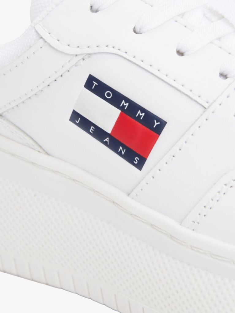 Άσπρο Essential Ρετρό Δερμάτινα Sneakers Με Σόλα Flatform  Γυναίκες