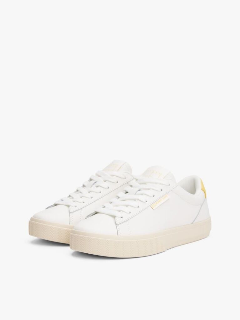 Κίτρινο Essential Δερμάτινα Sneakers Με Λεπτομέρειες Σε Αντίθεση  Γυναίκες