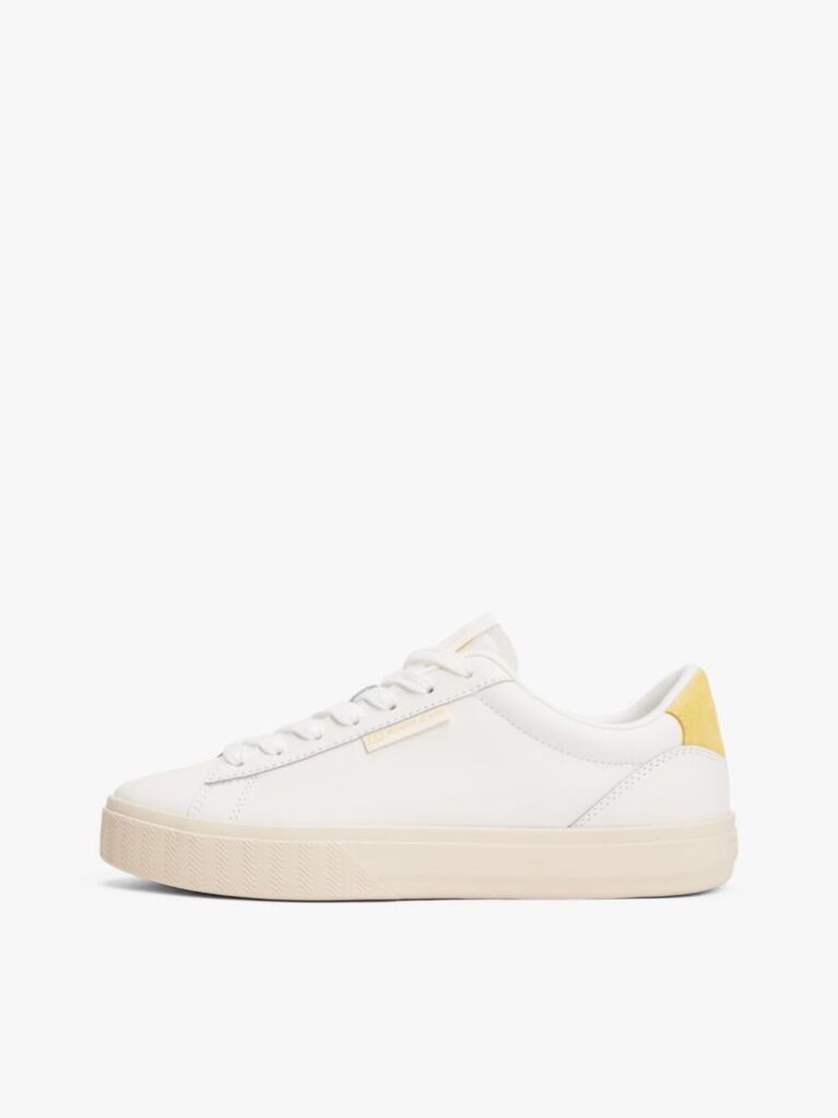 Κίτρινο Essential Δερμάτινα Sneakers Με Λεπτομέρειες Σε Αντίθεση  Γυναίκες