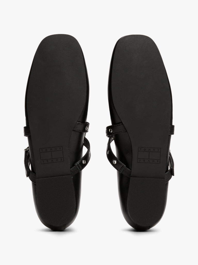 Black Leather Crossover Strap Mary Jane  Women
