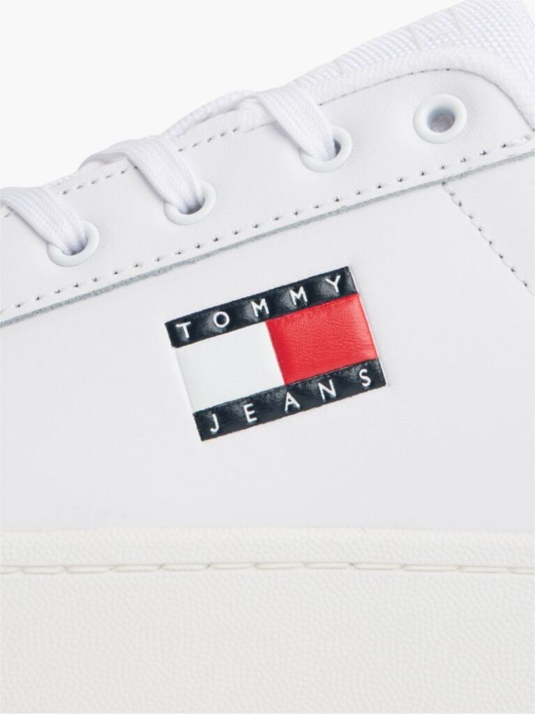 Άσπρο Sneakers Platforms Με Δέρμα Και Λογότυπο  Γυναίκες