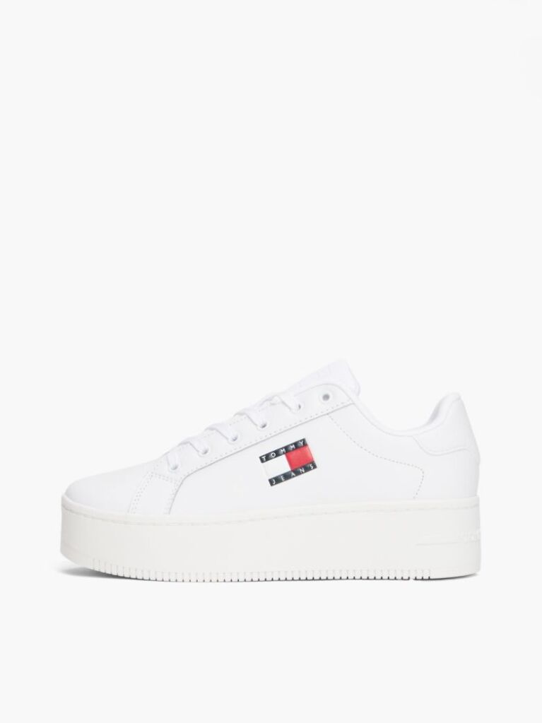 Άσπρο Sneakers Platforms Με Δέρμα Και Λογότυπο  Γυναίκες