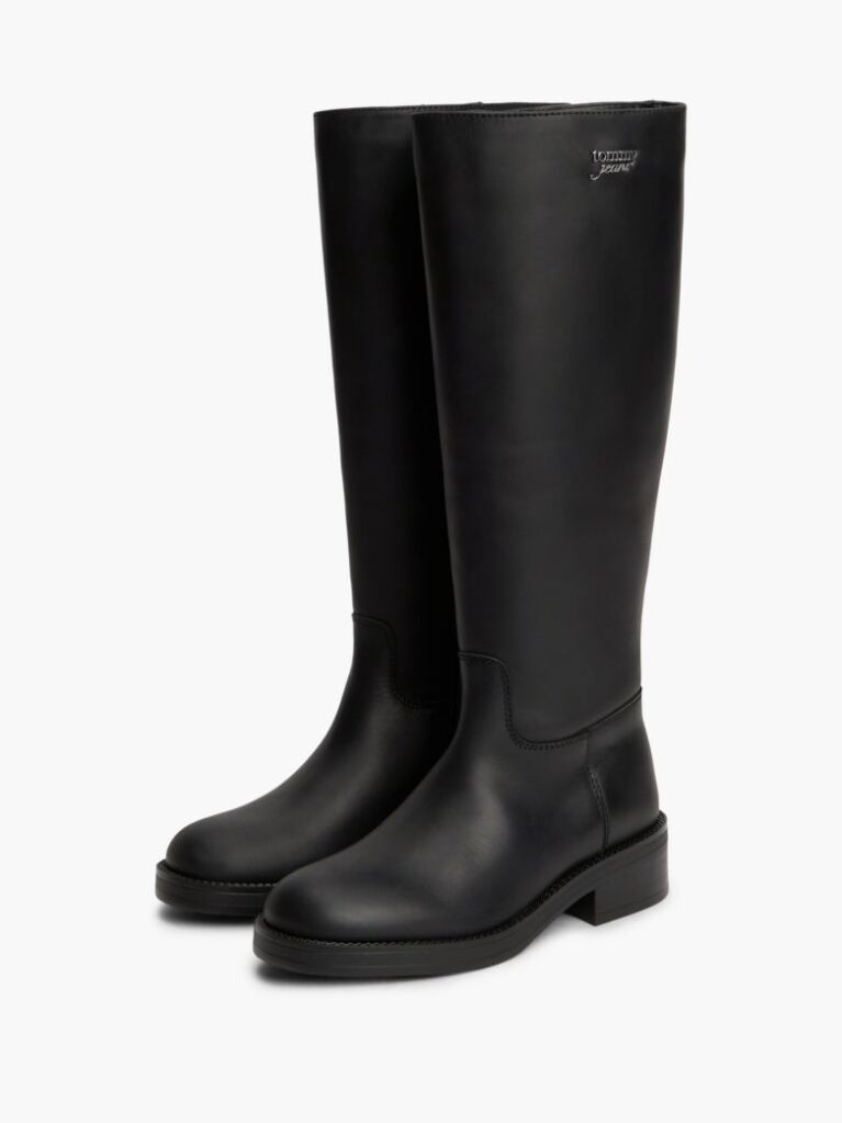Black Leather Soft Sole Knee-High Boots  Women