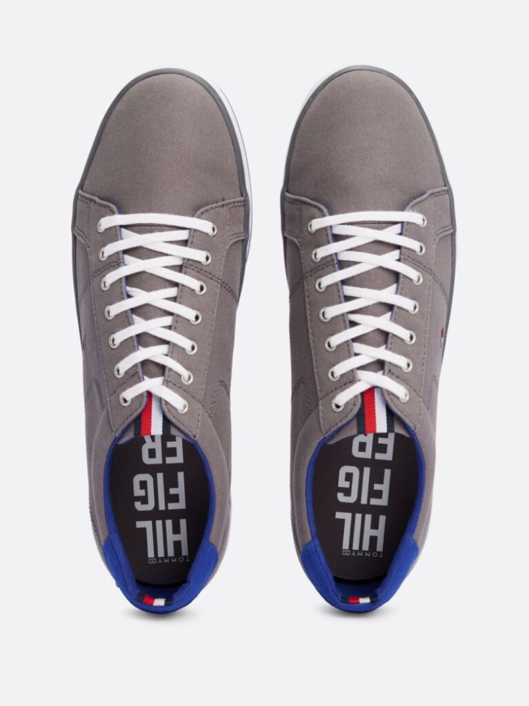 Grey Canvas Lace Up Trainers  Men