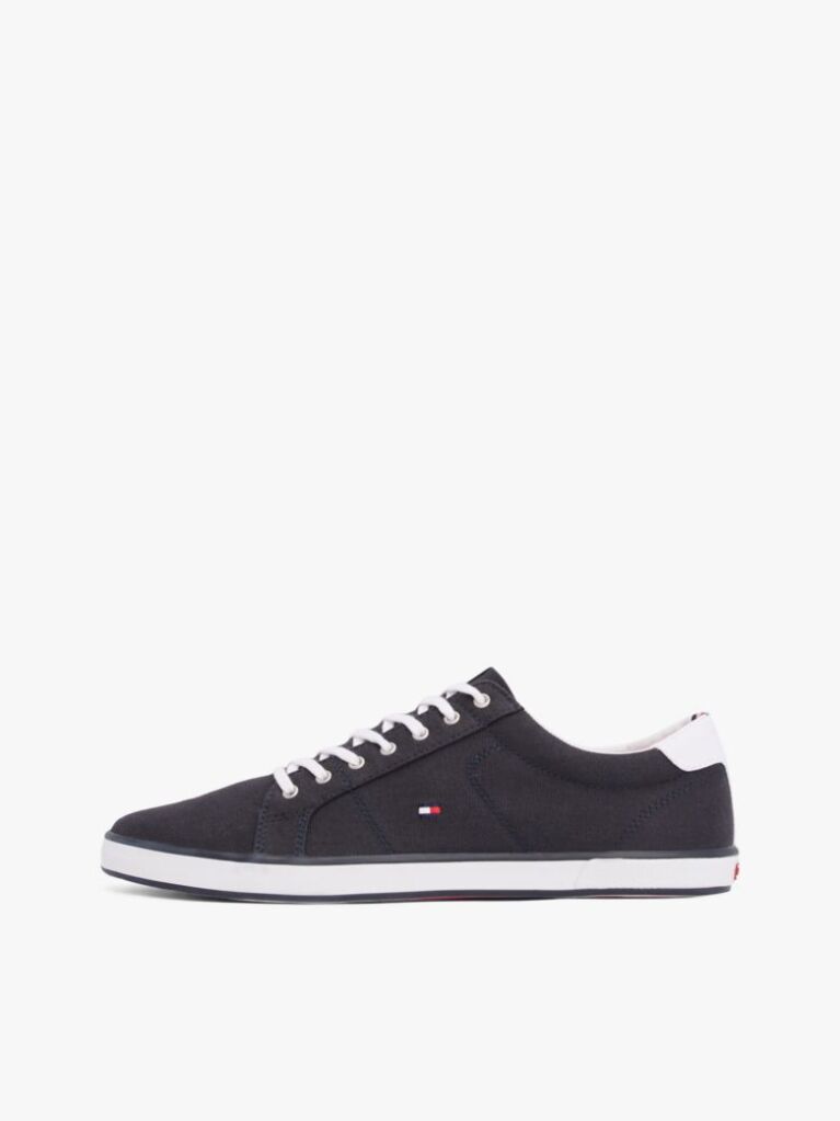 Blue Canvas Lace Up Trainers  Men
