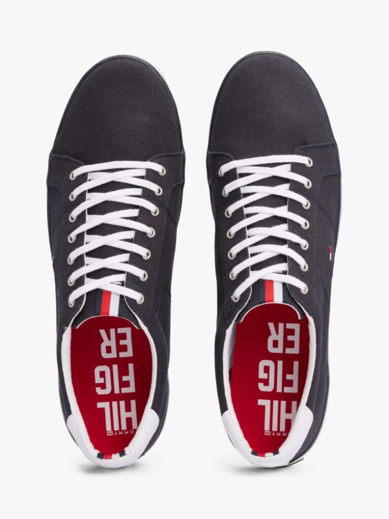 Blue Canvas Lace Up Trainers  Men