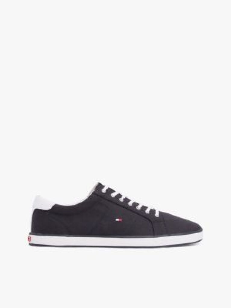 Blue Canvas Lace Up Trainers  Men