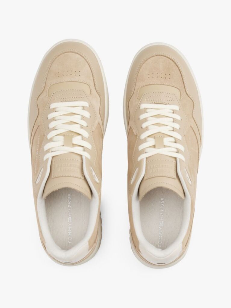 Μπεζ Δερμάτινα Sneakers Με Μίξη Υφών  Άνδρες